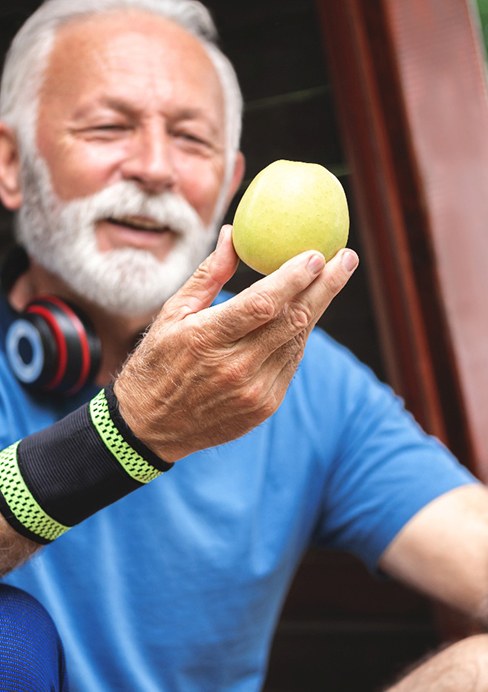 A man eating an apple
