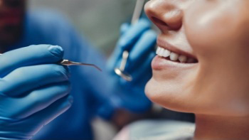 Closeup of dental patient during preventive dentistry treatment