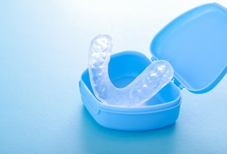 Ready made mouthguard in a carrying case