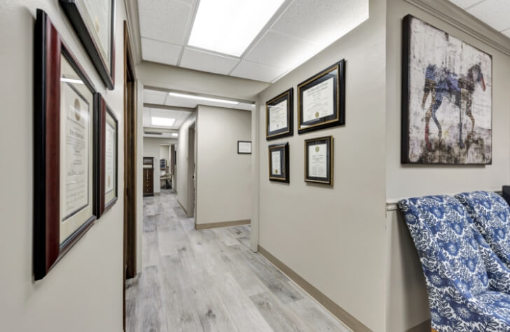 Hallway leading to dental treatment rooms